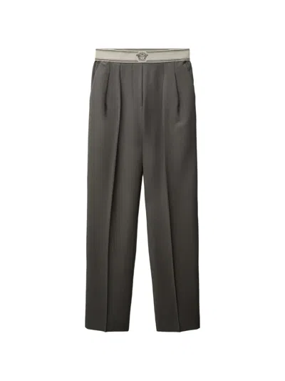 Versace Wool-mohair Pants In Gray