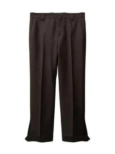 Versace Wool-mohair Regular Formal Pants In Brown