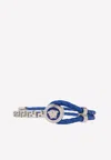 Versace Woven Calf Leather Medusa Bracelet In Blue