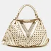 VERSACE WOVEN LEATHER V CRYSTALS BAG