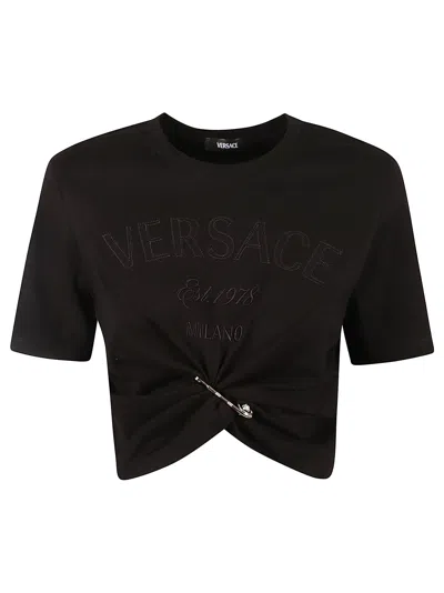 Versace Wrap Logo T-shirt In Black