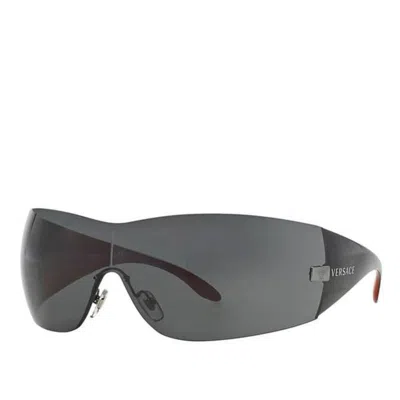 Versace Wrap Plastic Sunglasses With Grey Lens In Black