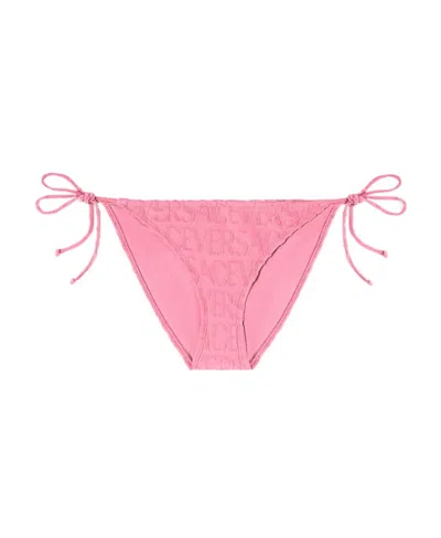 Versace X Dua Lipa Allover Towel Bikini Bottoms In Pink