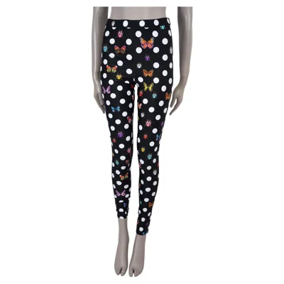 Pre-owned Versace X Dua Lipa Black 2023 Butterfly & Polka Dot Leggings Pants S