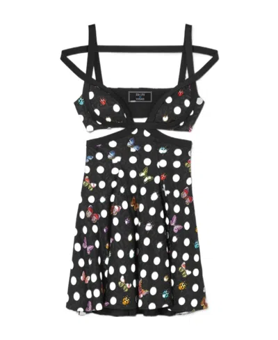 Versace X Dua Lipa Butterflies Hollow-out Mini Dress In Green