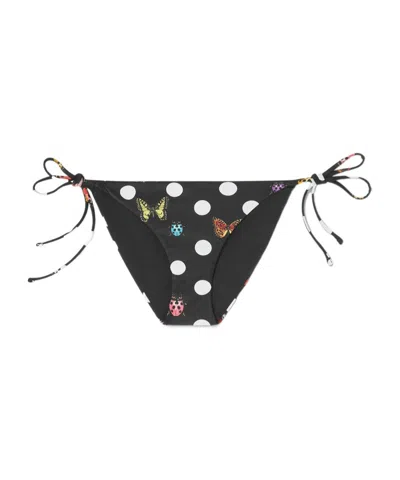 Versace X Dua Lipa Butterflies Printed Bikini Bottoms In Black