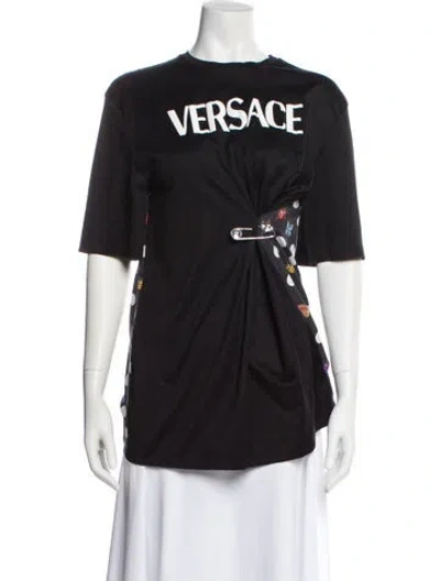 Pre-owned Versace X Dua Lipa Graphic Print Mini Dress In Black