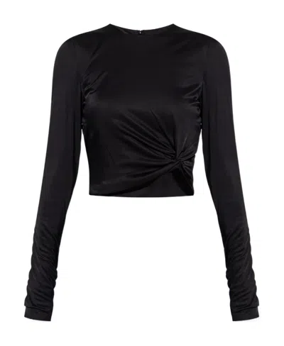 Versace X Dua Lipa Knotted Crop Top In Black