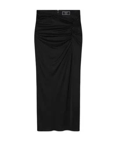 Versace X Dua Lipa Knotted Midi Skirt In Black