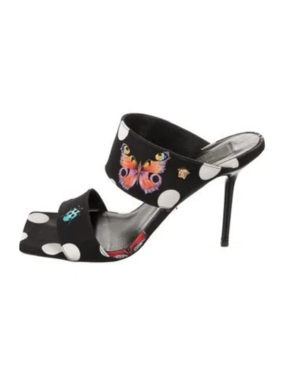Pre-owned Versace X Dua Lipa Medusa Insignia Satin Slides In Black