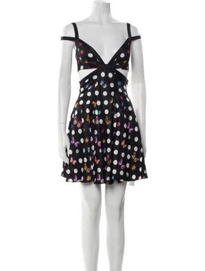 Pre-owned Versace X Dua Lipa Polka Dot Print Mini Dress In Black