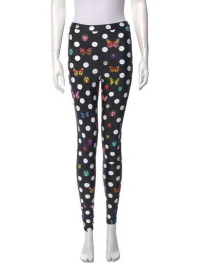 Pre-owned Versace X Dua Lipa Polka Dot Print Skinny Leg Pants In Black
