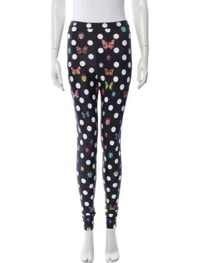 Pre-owned Versace X Dua Lipa Polka Dot Print Skinny Leg Pants In Blue