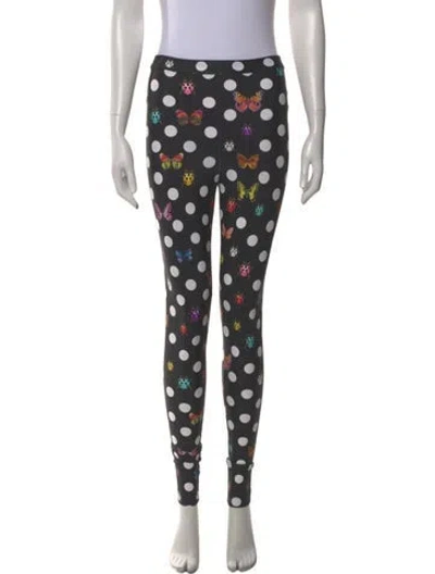 Pre-owned Versace X Dua Lipa Polka Dot Print Skinny Leg Pants In Gray