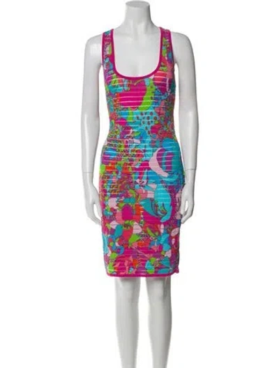 Pre-owned Versace X Dua Lipa Printed Mini Dress In Pink