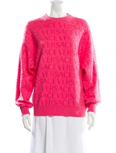 Pre-owned Versace X Dua Lipa Virgin Wool Crew Neck Sweater W/ Tags In Pink