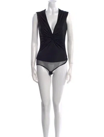 Pre-owned Versace X Dua Lipa V-neck Sleeveless Bodysuit In Black