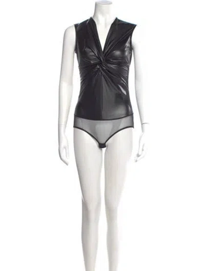 Pre-owned Versace X Dua Lipa V-neck Sleeveless Bodysuit W/ Tags In Black