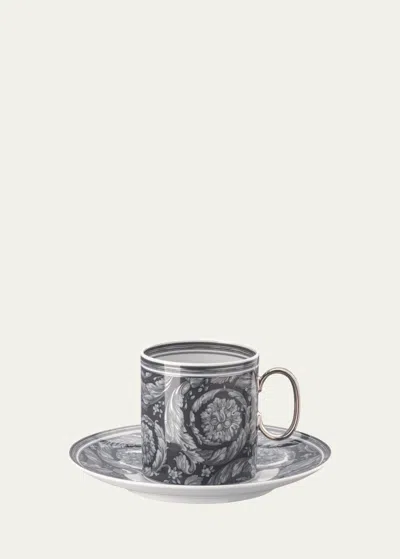 Versace X Rosenthal Barocco Haze Coffee Cup & Saucer, 6 Oz. In Gray