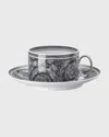 Versace Barocco Haze Tea Cup & Saucer, 6 Oz. In Grey
