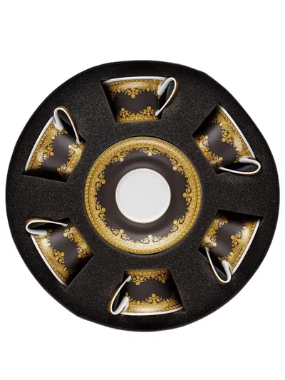 Versace X Rosenthal I Love Baroque Tea Cups (set Of 6) In Black