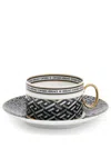 Versace X Rosenthal La Greca Signature Teetasse Und Untersetzer In Schwarz