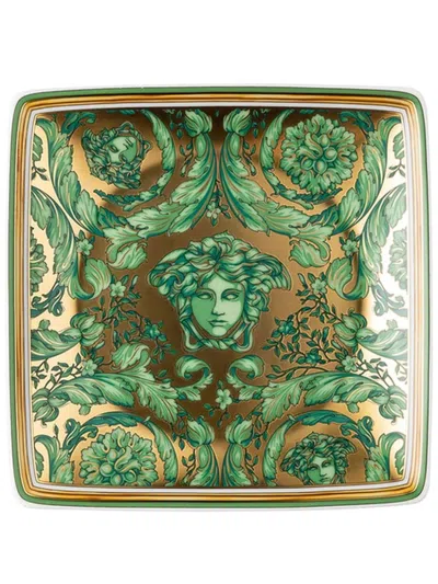Versace X Rosenthal Medusa Garland Flat Bowl (12cm X 12cm) In Grün