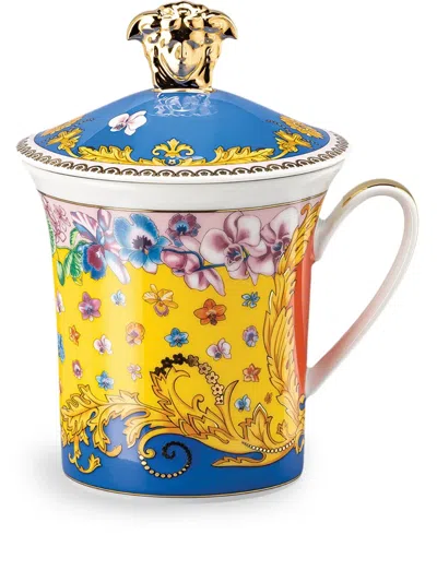 Versace X Rosenthal Primavera Lidded Porcelain Mug (9.8cm) In Multicolour