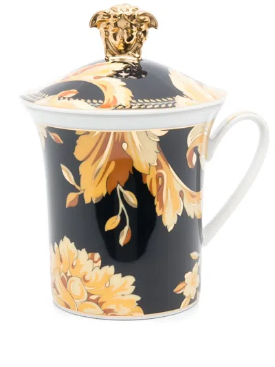 Versace X Rosenthal Vanity Barocco Print Mug In Black