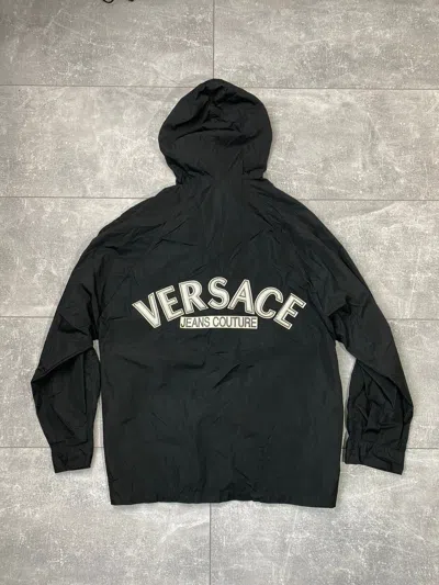 Pre-owned Versace X Versace Jeans Couture Light Nylon Jacket Big Logo In Black