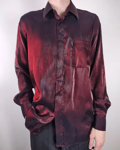 Pre-owned Versace X Versace Jeans Couture Versace Vintage Red Blood Viscosa Shirt In Dark Blood Red