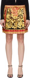 Versace Yellow & Red Barocco 92 Foulard Silk Miniskirt
