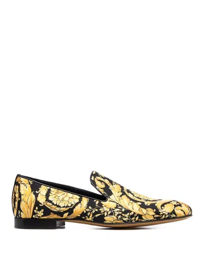 Versace Yellow Baroque-print Loafers