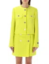 Versace Frayed Edges Tweed Mimosa Jacket In Yellow