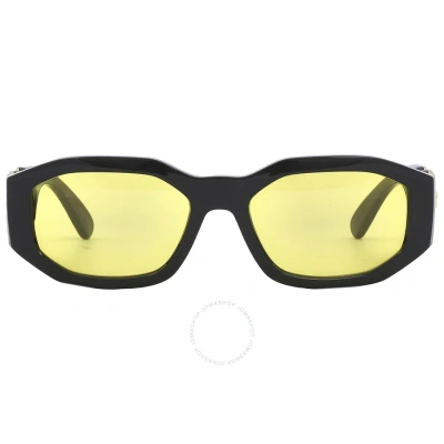 Versace Yellow Geometric Men's Sunglasses Ve4361 Gb1/85 53 In Black / Yellow