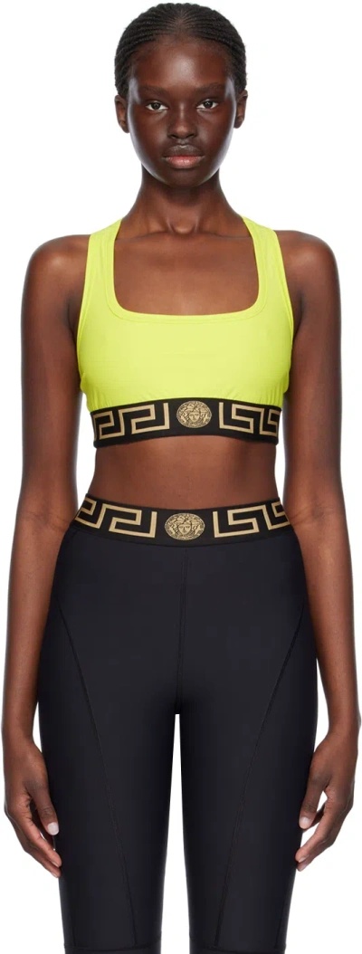 Versace Yellow Greca Border Bra In 2y870-mimosa+black G