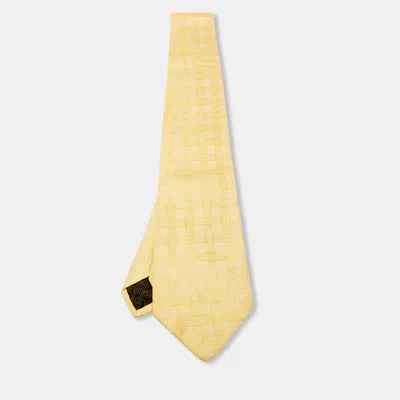 Pre-owned Versace Yellow Greca Pattern Silk Tie