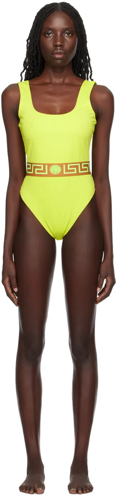 Versace One-piece Swimsuit In Mimosa-camel Giallo