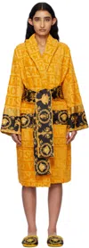 Versace Yellow 'i Heart Baroque' Bathrobe In Z4004-gold