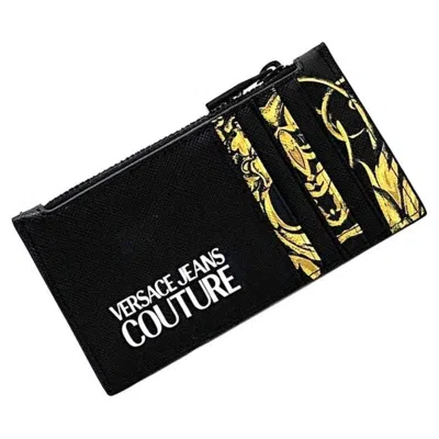Pre-owned Versace Yellow Leather Card Case () In Black