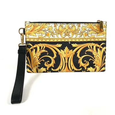 Pre-owned Versace Yellow Leather Clutch Bag Pouch () In Multi