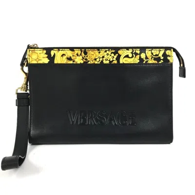 Pre-owned Versace Yellow Leather Clutch Bag () In Multi