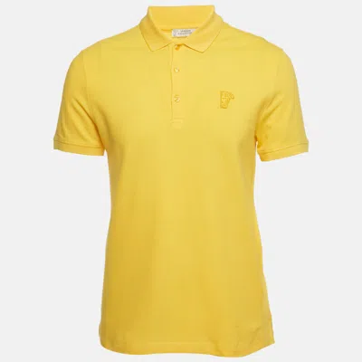 Pre-owned Versace Yellow Medusa Applique Detail Cotton Polo T-shirt M