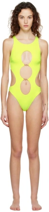 Versace Cutout One Piece Swimsuit In 1y800 Acid Yellow