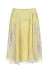 Versace Cameo Silk Flowy Skirt In Yellow