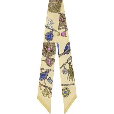 Versace Yellow Printed Silk Twill Ribbon Scarf