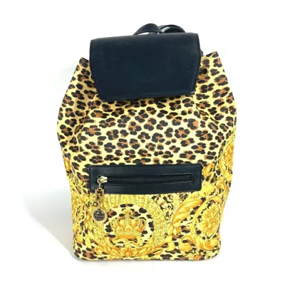 Pre-owned Versace Yellow Pvc Leather Backpack () In Multi