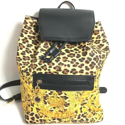 Pre-owned Versace Yellow Pvc Leather Backpack () In Multi