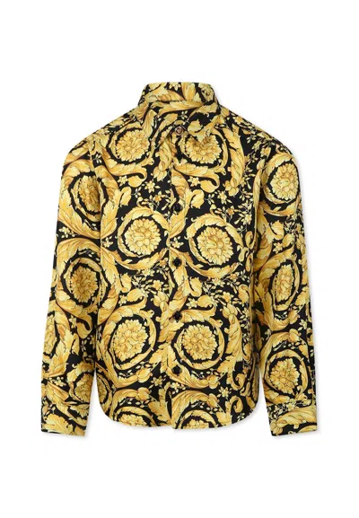 Versace Yellow Shirt For Kids With Baroque Print