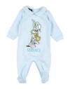 VERSACE YOUNG VERSACE YOUNG NEWBORN BOY BABY JUMPSUITS & OVERALLS LIGHT BLUE SIZE 0 COTTON, ELASTANE